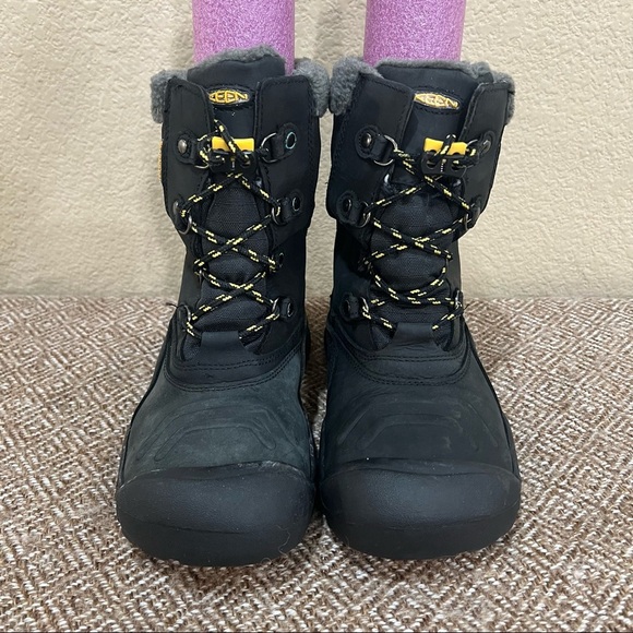 Keen Boots Big Boys Youth 5 Black Basin Waterproof Cap Toe Fleece Gorpcore Warm - Picture 6 of 9